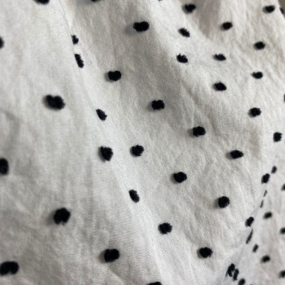 LOFT White Black Polka Dots Long Sleeve Cold Shoulder Top Swiss‎ Dot Size Medium - Picture 6 of 16